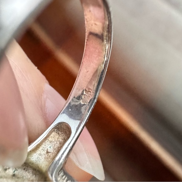 Sterling Silver 925 Swirl cocktail Ring Rosette Statement Sz 8.25 8.81 grams - Picture 7 of 7